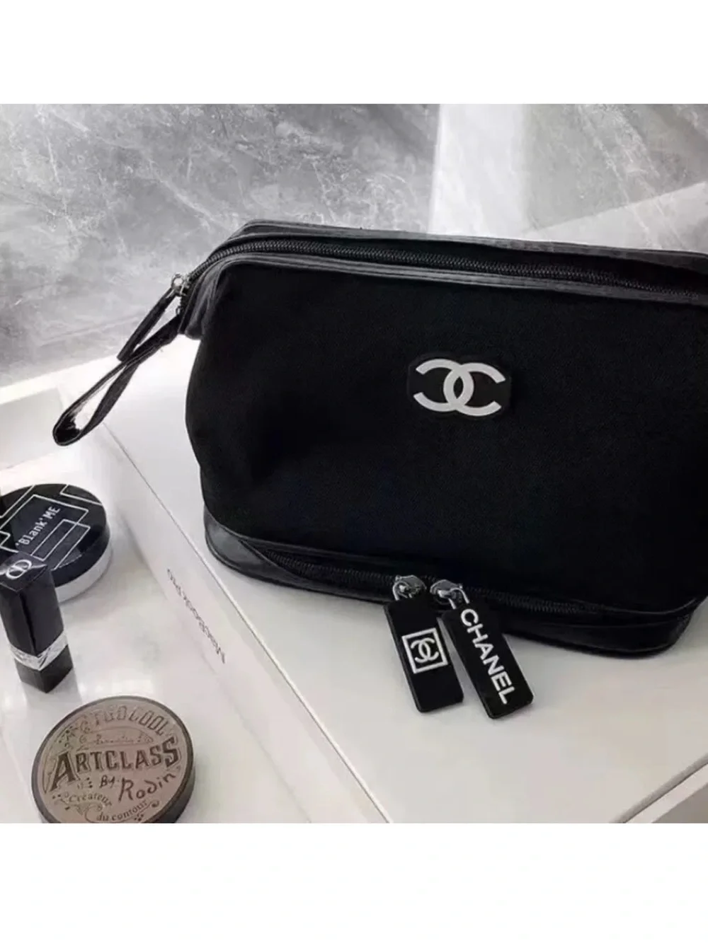 NEW CHANEL VIP GWP Black Nylon Cosmetic Bag